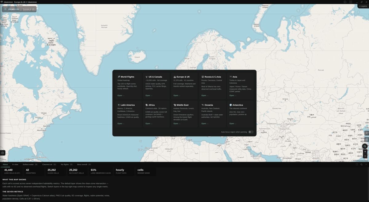 CleanZone — desktop map view